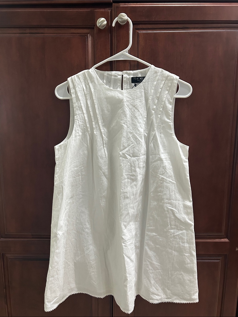Few Moda White Pintuck A-Line Dress with Scallop Hem